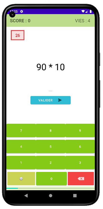 Capture d'écran du jeu Calculation Mindset lors du jeu en cours