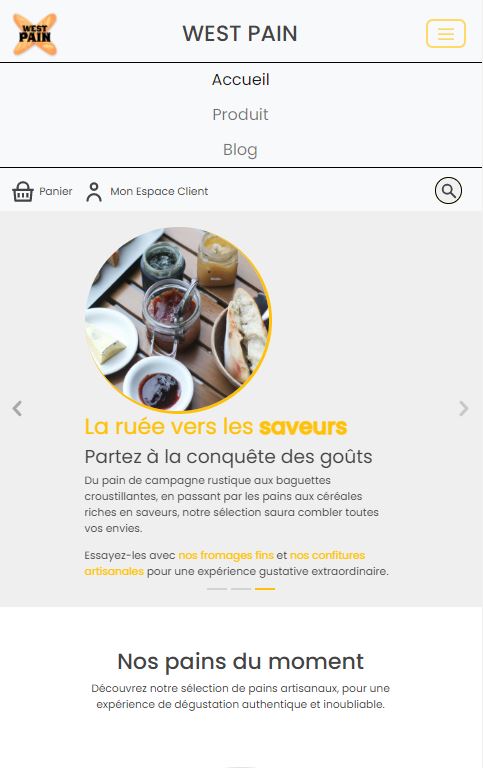 Page d'accueil format téléphone