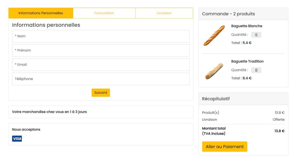 Page commande