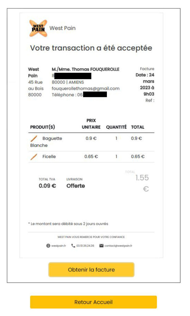 Facture d'un client