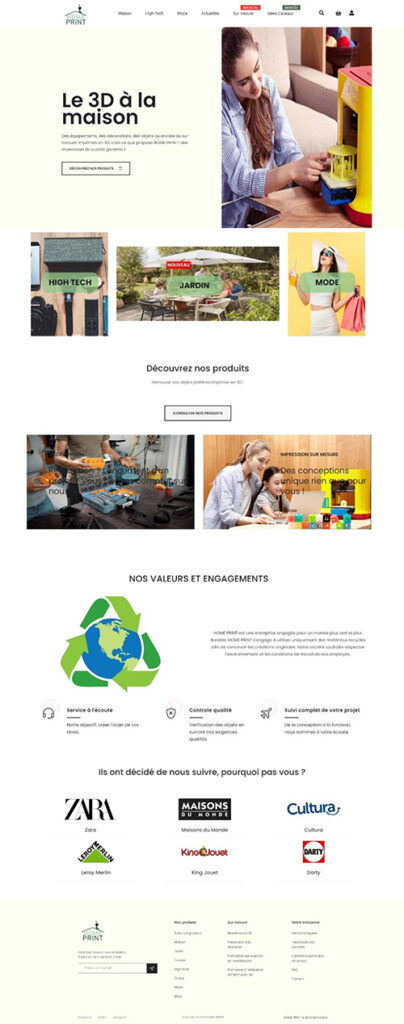 Page d'accueil de HOMEPRINT