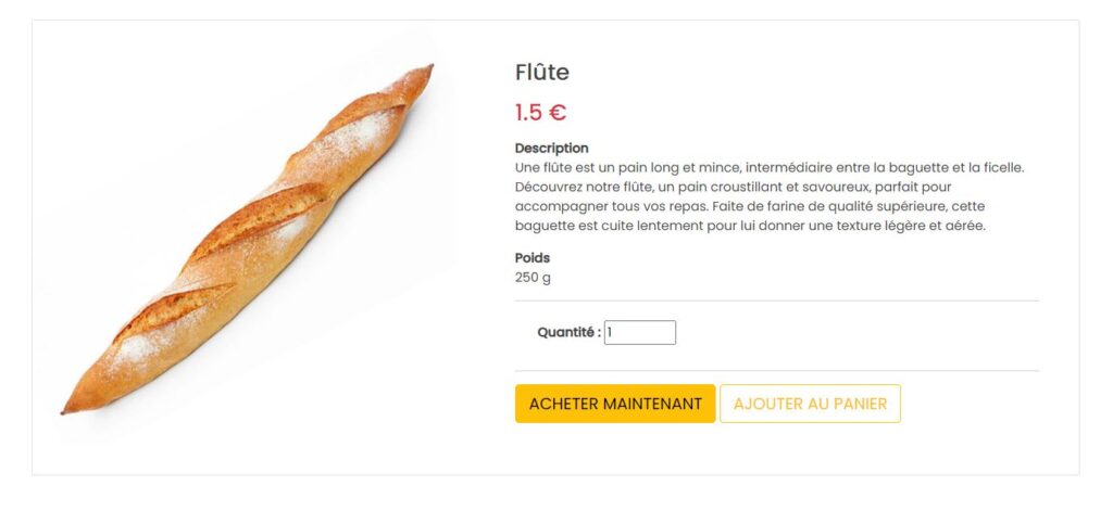Page d'un produit