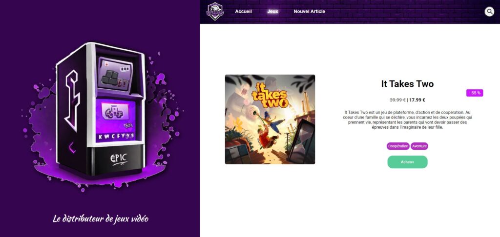 Page d'un article d'EpicKeys