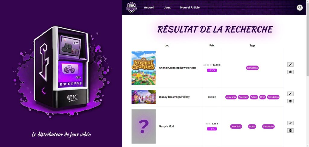 Résultat d'une recherche d'EpicKeys